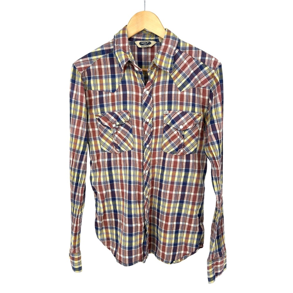 Salt‎ Valley Western Plaid Pearl Snap Shirt M